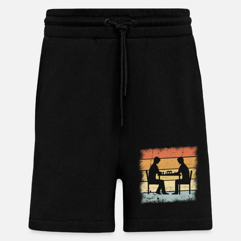 Jeu d’échecs Retro Design - Short bio décontracté fabriqué en UE - SOLID BLACK