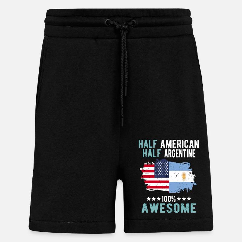 Moitié américain moitié argentin - Short bio décontracté fabriqué en UE - SOLID BLACK