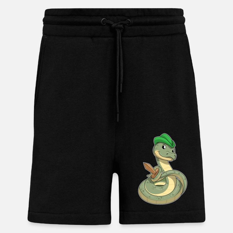 Snake with Sword - Shorts - made by SPREAD - SOLID BLACK