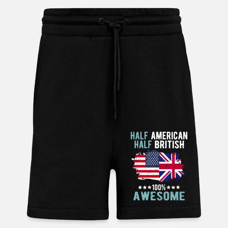 Half American Half British - Shorts - made by SPREAD - SOLID BLACK