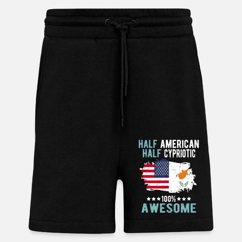 Moitié américain moitié chypriote - Short bio décontracté fabriqué en UE - SOLID BLACK