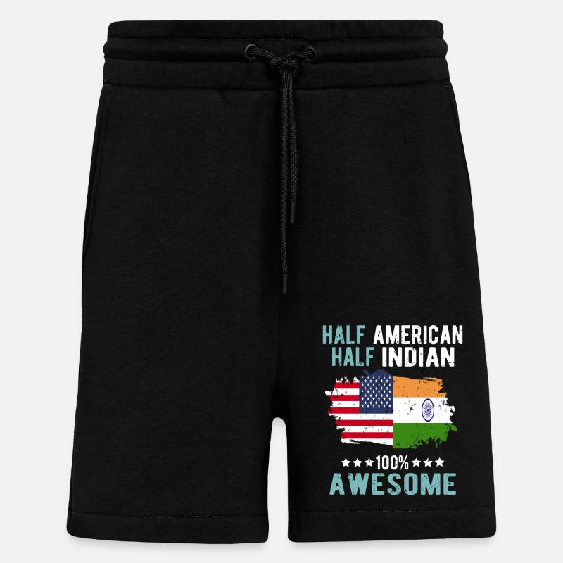 Half American, half Indian - Shorts - made by SPREAD - SOLID BLACK