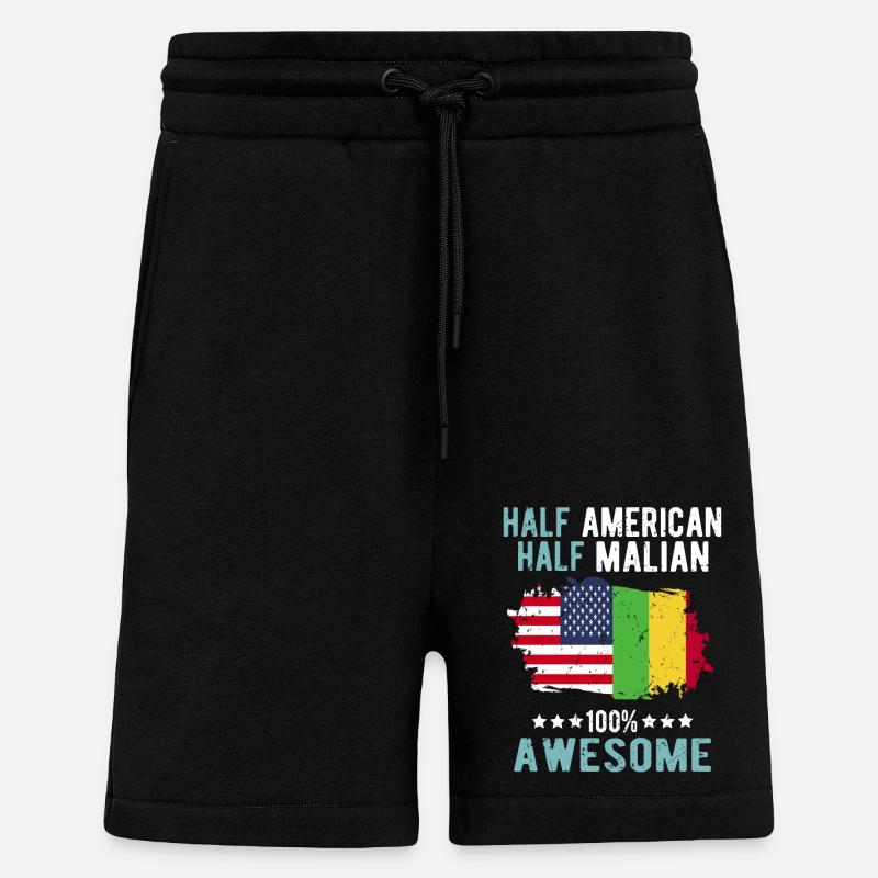 Moitié américain moitié malien - Short bio décontracté fabriqué en UE - SOLID BLACK