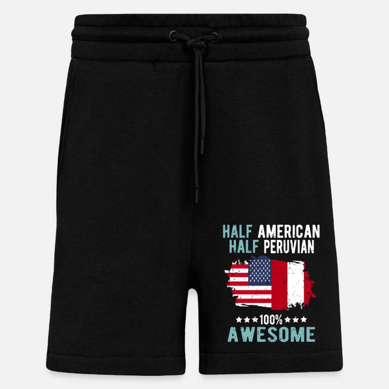 Moitié américain moitié péruvien - Short bio décontracté fabriqué en UE - SOLID BLACK