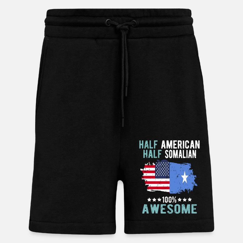 Moitié américain moitié somalien - Short bio décontracté fabriqué en UE - SOLID BLACK