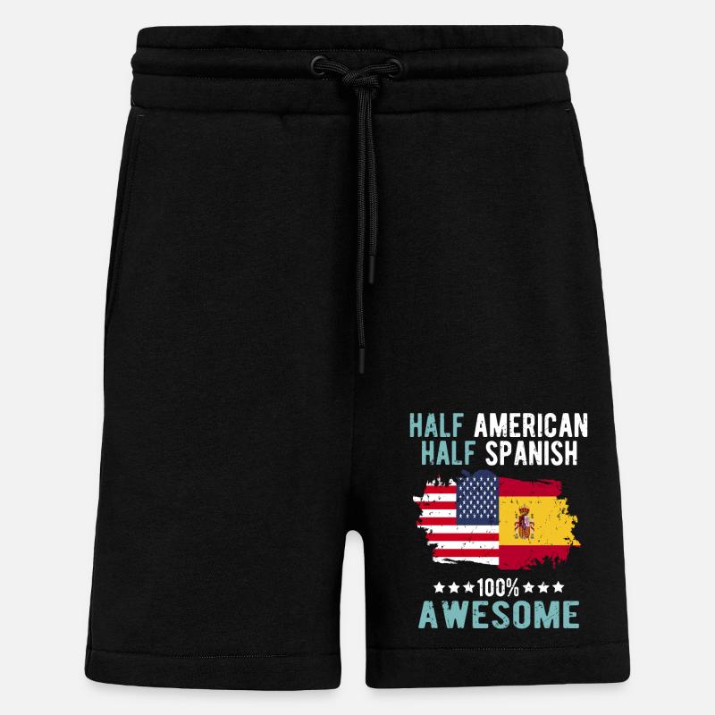Moitié américain moitié espagnol - Short bio décontracté fabriqué en UE - SOLID BLACK