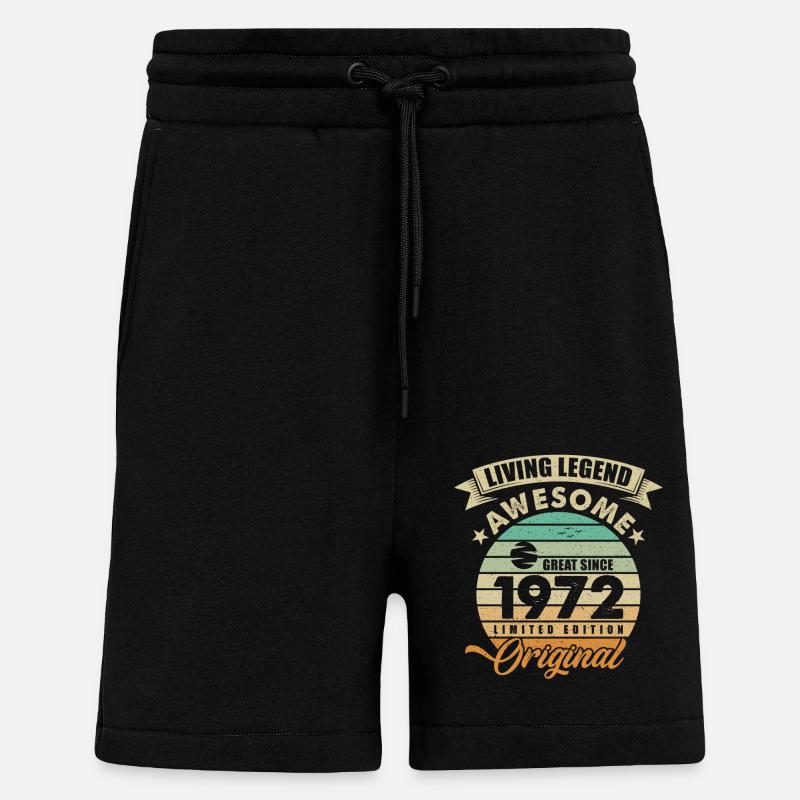 1972 Anniversaire Rétro Original - Short bio décontracté fabriqué en UE - SOLID BLACK