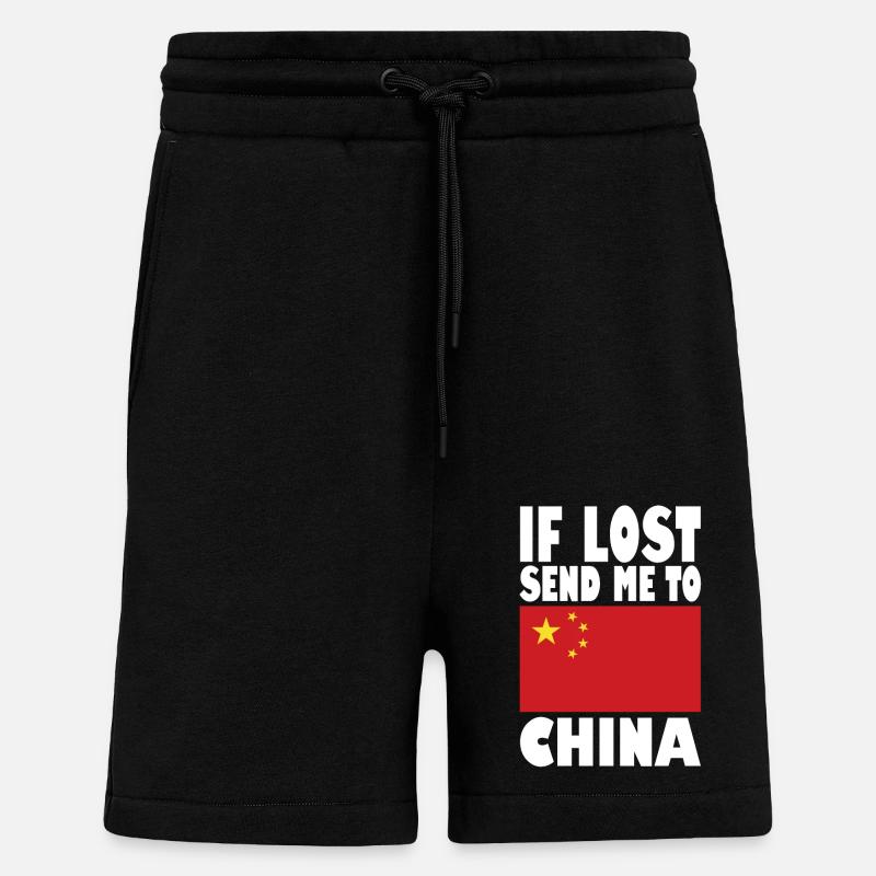 Drapeau chinois - Short bio décontracté fabriqué en UE - SOLID BLACK