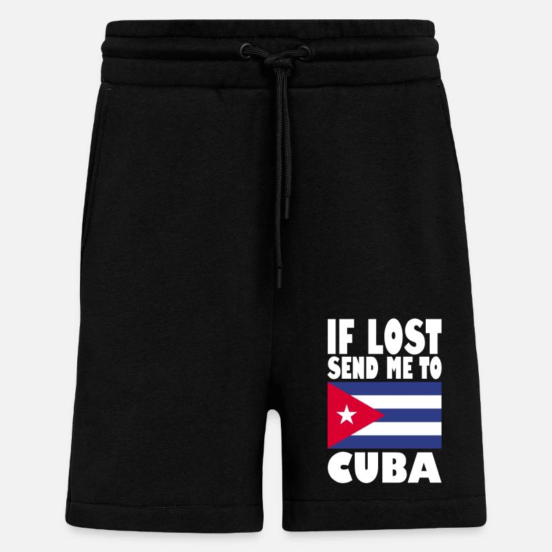 Drapeau de Cuba - Short bio décontracté fabriqué en UE - SOLID BLACK