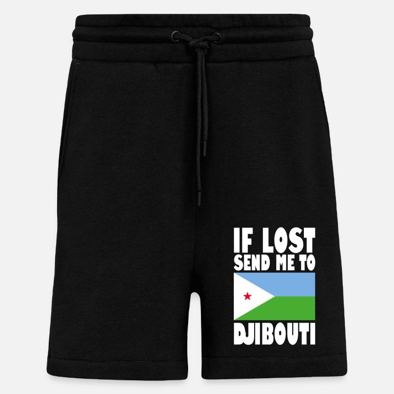 Drapeau de Djibouti - Short bio décontracté fabriqué en UE - SOLID BLACK