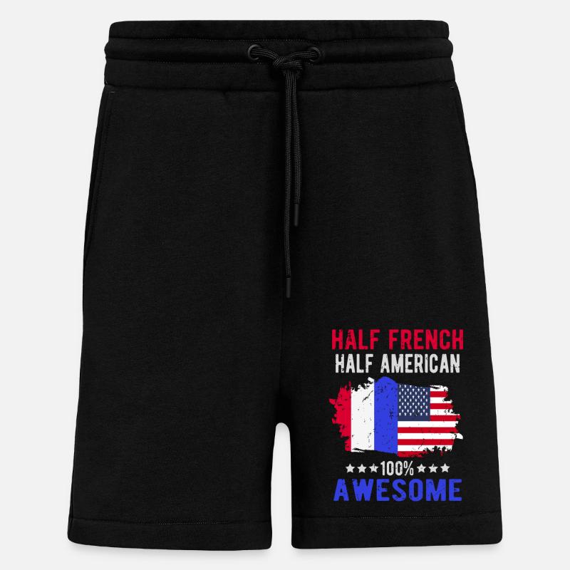 Moitié Français moitié américain - Short bio décontracté fabriqué en UE - SOLID BLACK
