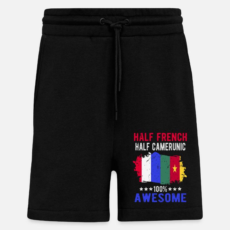 Moitié Français moitié camerounais - Short bio décontracté fabriqué en UE - SOLID BLACK
