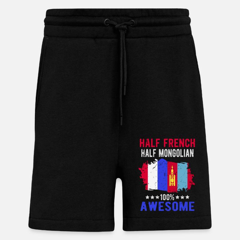 Moitié Français moitié mongol - Short bio décontracté fabriqué en UE - SOLID BLACK