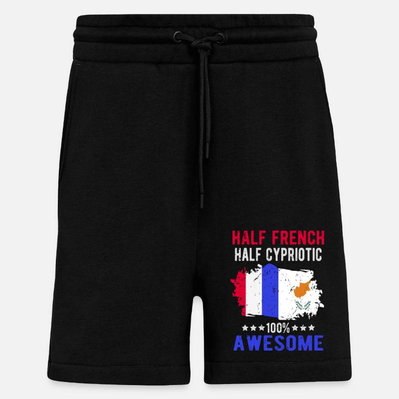Moitié Français moitié chypriote - Short bio décontracté fabriqué en UE - SOLID BLACK