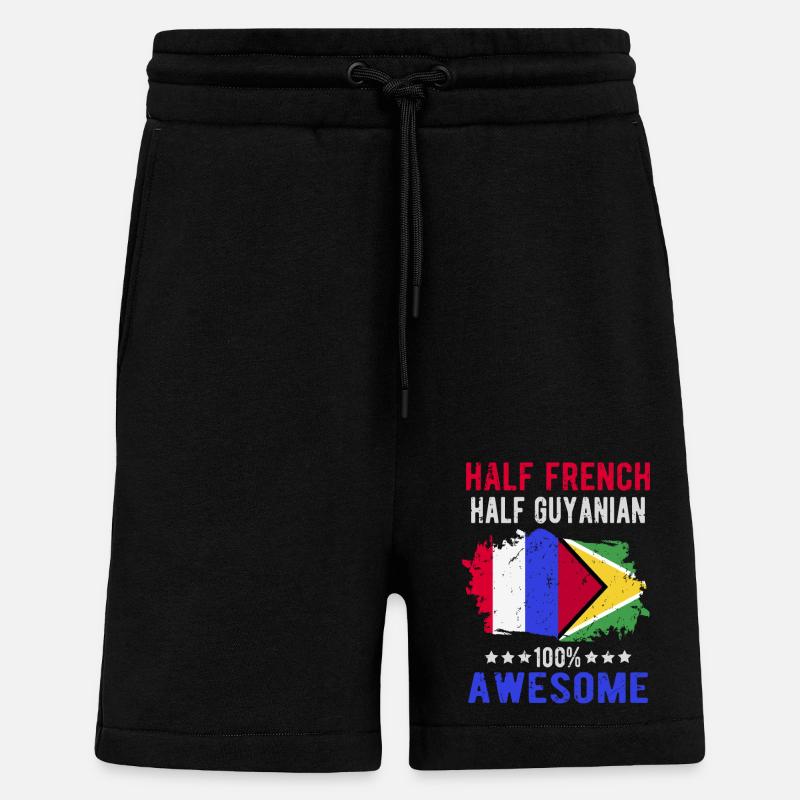 Moitié Français moitié guyanais - Short bio décontracté fabriqué en UE - SOLID BLACK