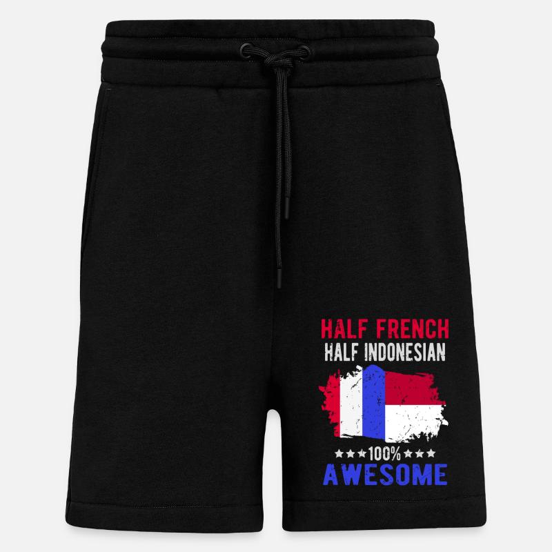 Moitié Français moitié indonésien - Short bio décontracté fabriqué en UE - SOLID BLACK