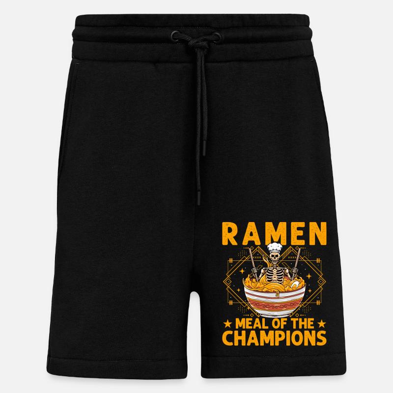 Repas Ramen des Champions - Short bio décontracté fabriqué en UE - SOLID BLACK