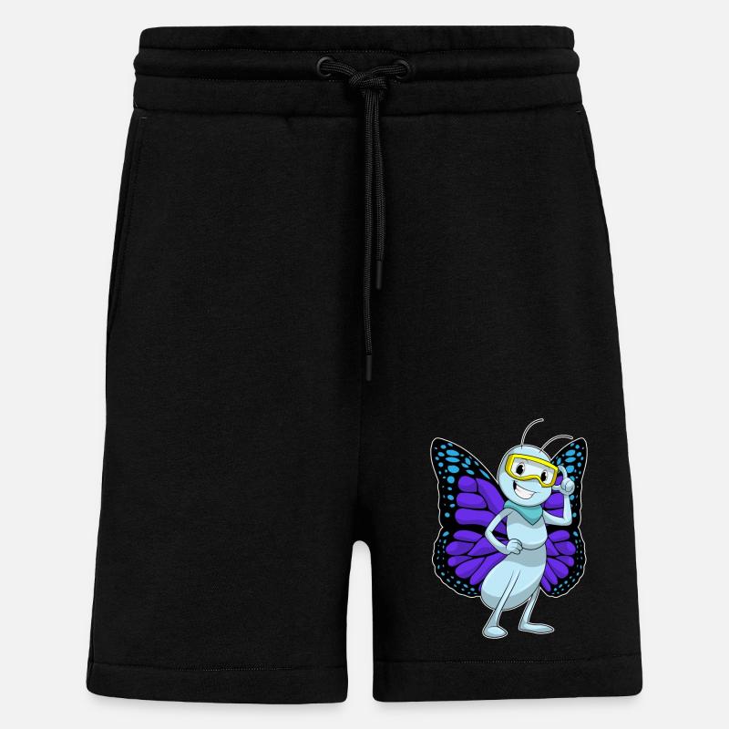 Papillon avec lunettes - Short bio décontracté fabriqué en UE - SOLID BLACK