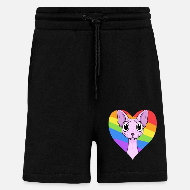 LGBT Cat Sphynx Rainbow - Shorts - made by SPREAD - SOLID BLACK
