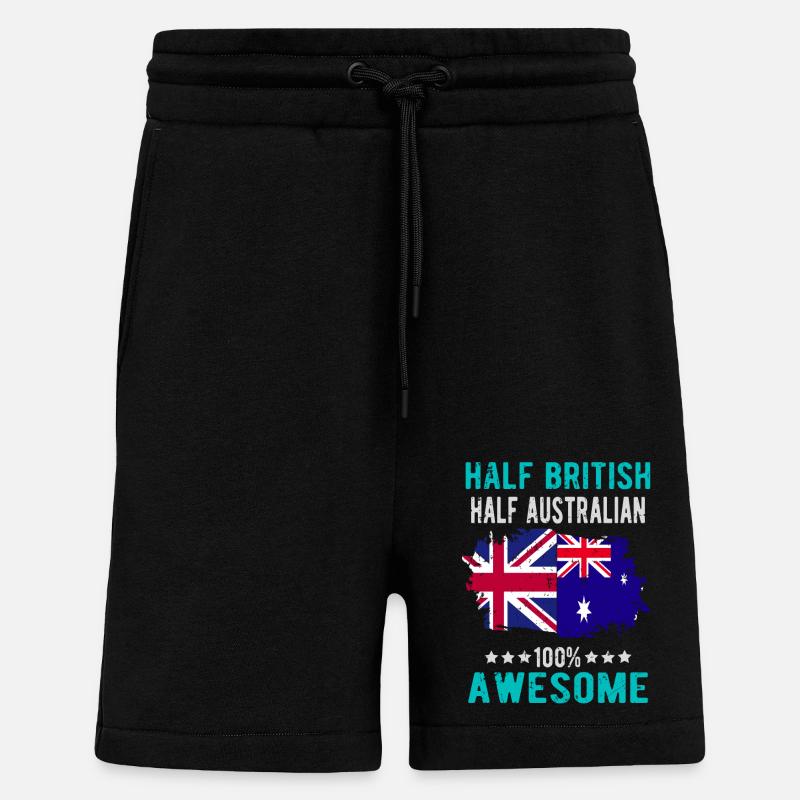 Moitié britannique moitié australien - Short bio décontracté fabriqué en UE - SOLID BLACK