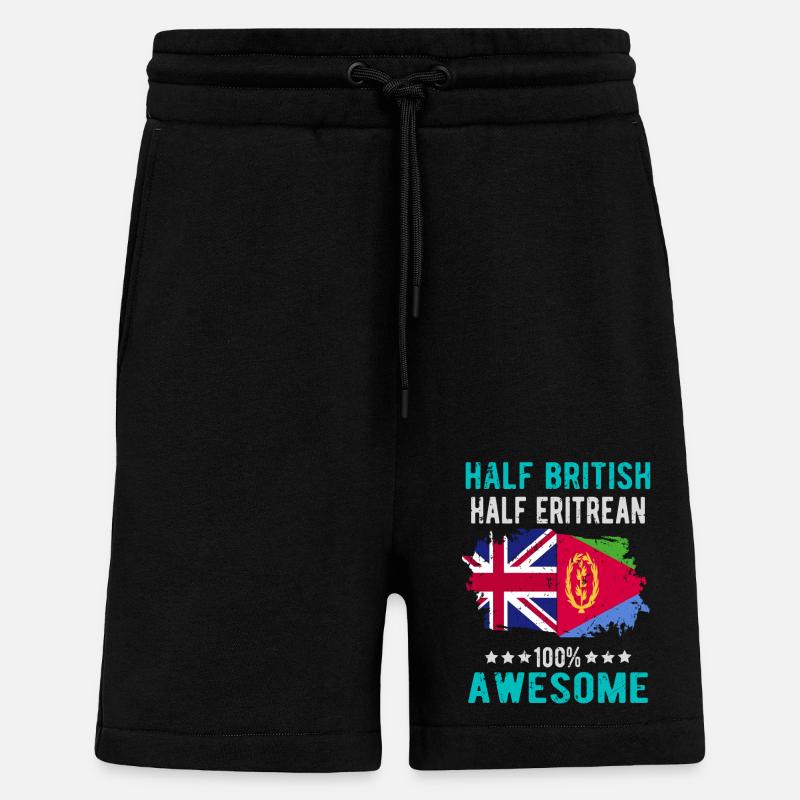 Half British Half Eritrean - Shorts - made by SPREAD - SOLID BLACK