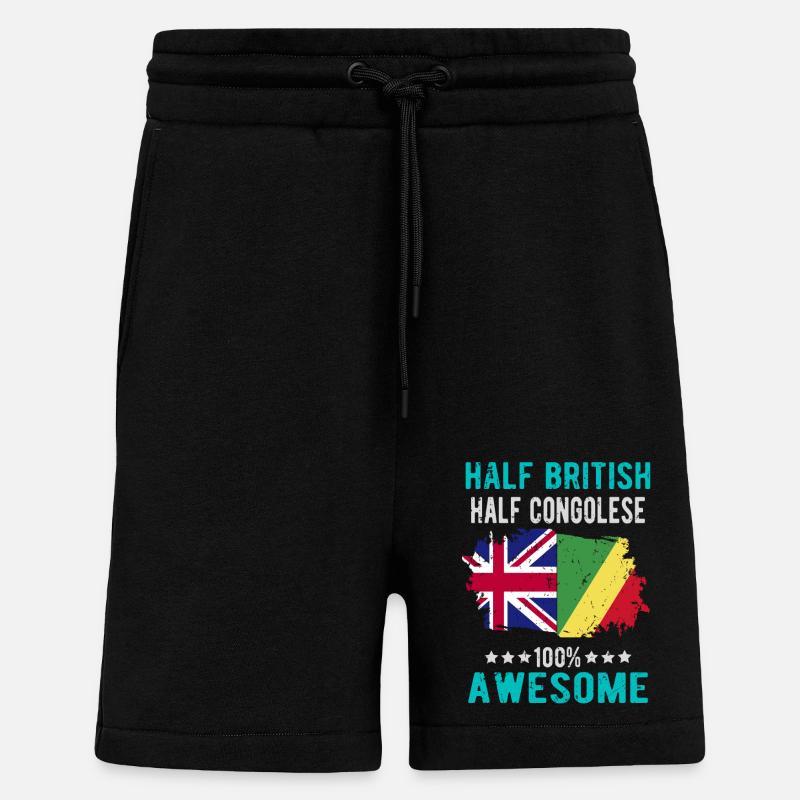 Half British Half Congolese - Shorts - made by SPREAD - SOLID BLACK