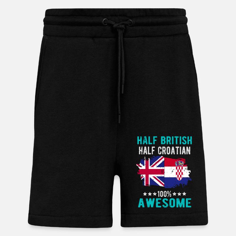 Half British Half Croat - Shorts - made by SPREAD - SOLID BLACK