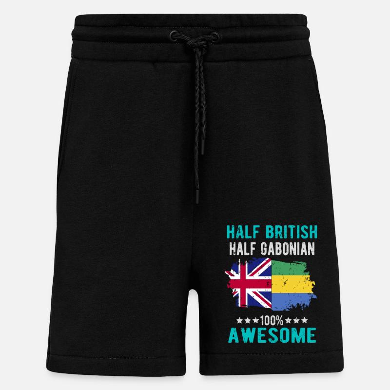 Half British Half Gabonese - Shorts - made by SPREAD - SOLID BLACK