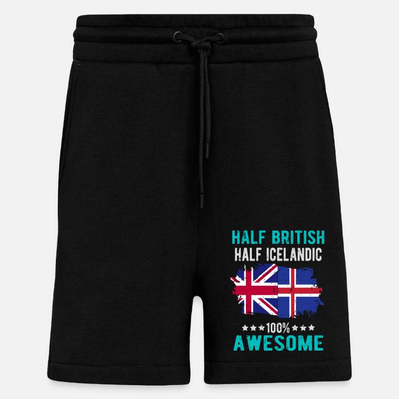 Half British Half Icelander - Shorts - made by SPREAD - SOLID BLACK