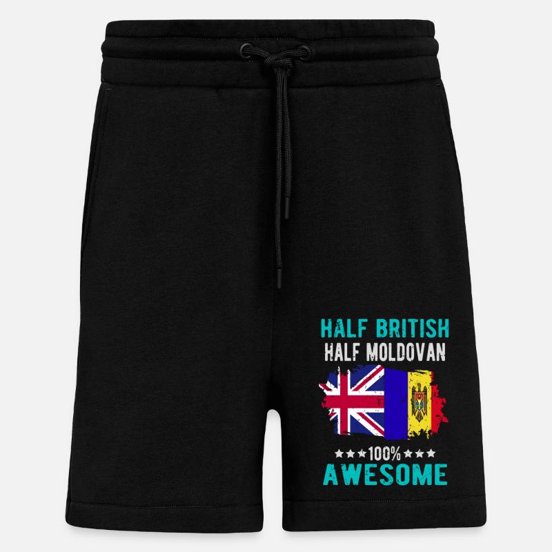 Half British Half Moldovan - Shorts - made by SPREAD - SOLID BLACK