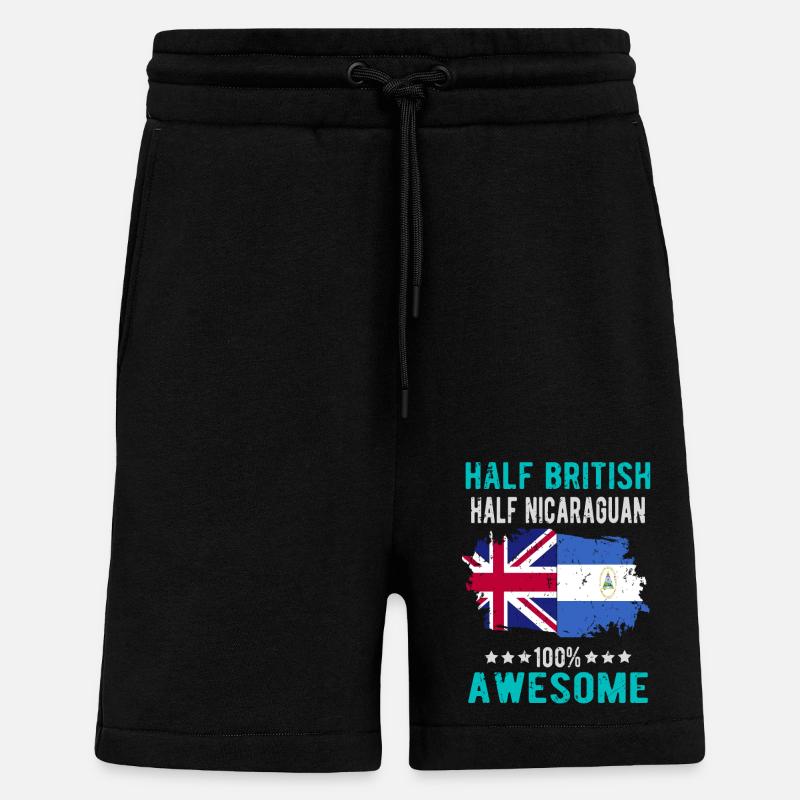 Half British Half Nicaraguan - Shorts - made by SPREAD - SOLID BLACK