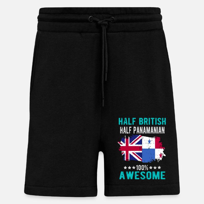 Half British Half Panama - Shorts - made by SPREAD - SOLID BLACK
