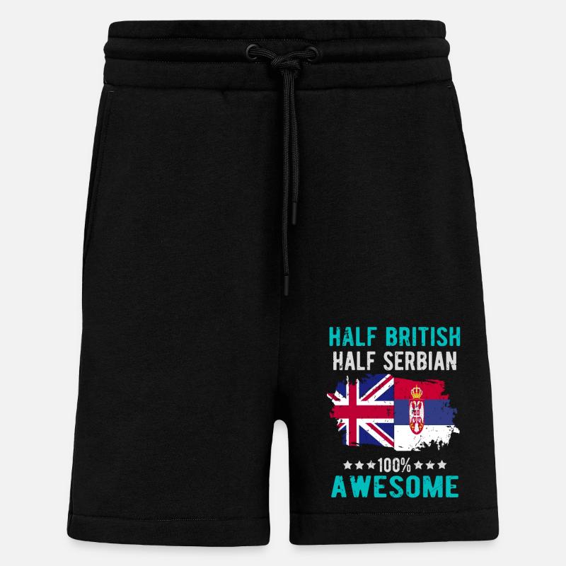 Half British, Half Serbian - Shorts - made by SPREAD - SOLID BLACK