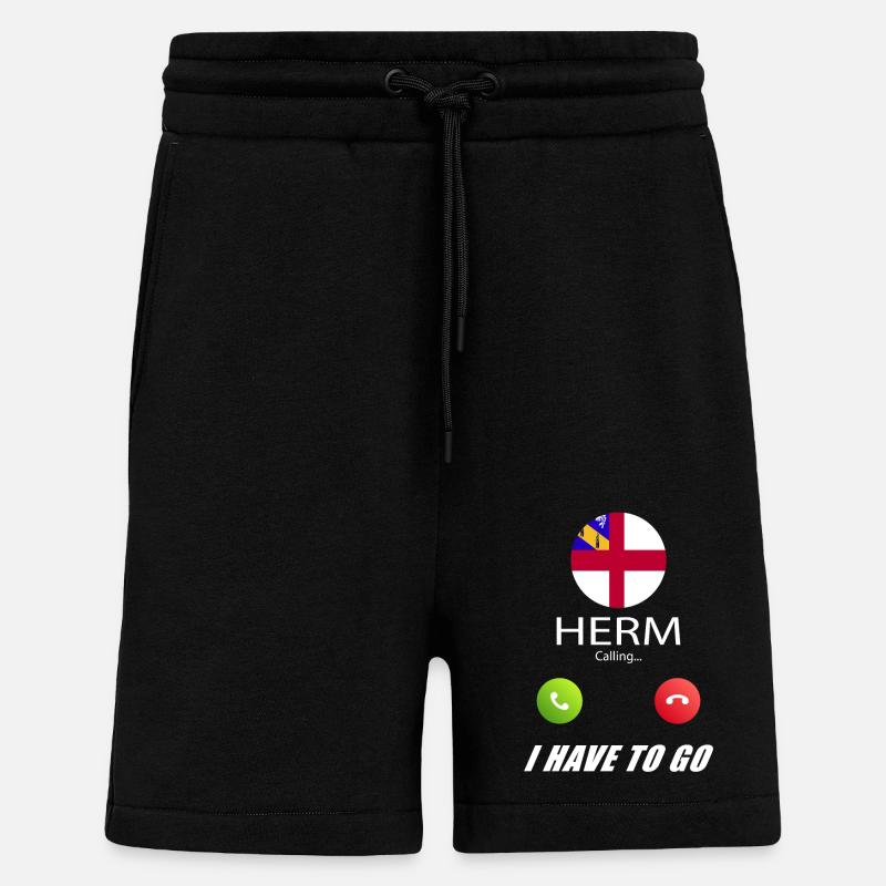 Herm calls lusiger flags saying - Shorts - made by SPREAD - SOLID BLACK