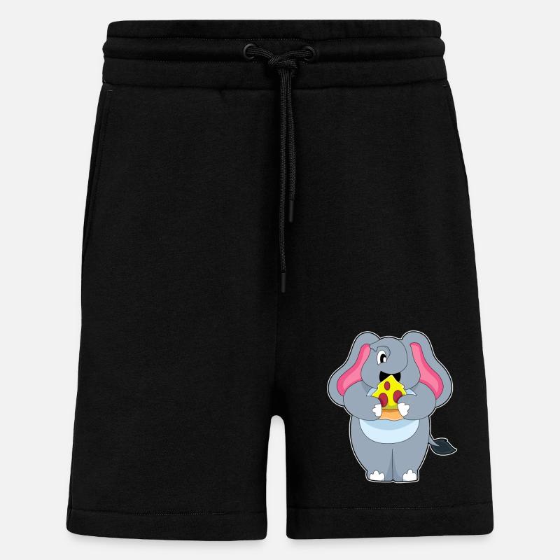 Elefant mit Pizza - Shorts - made by SPREAD - SOLID BLACK