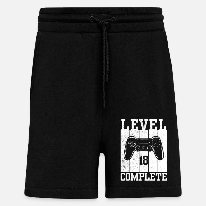 Niveau 18 Complété - Short bio décontracté fabriqué en UE - SOLID BLACK