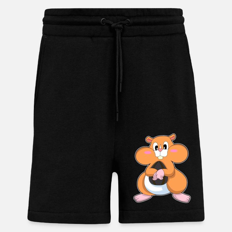 Hamster with walnut - Shorts - made by SPREAD - SOLID BLACK
