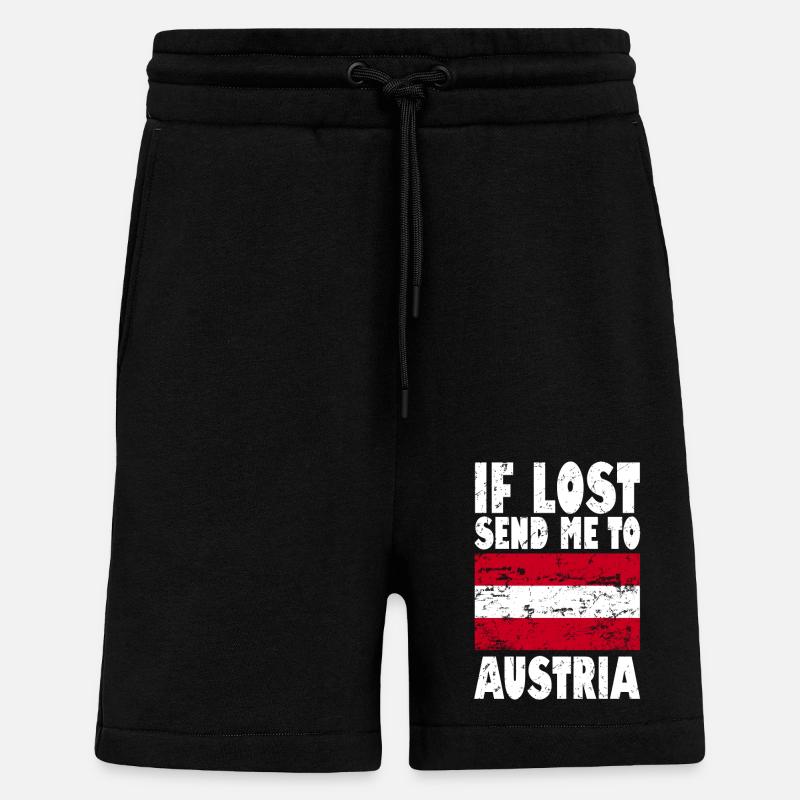 Slogan du drapeau de l’Autriche - Short bio décontracté fabriqué en UE - SOLID BLACK