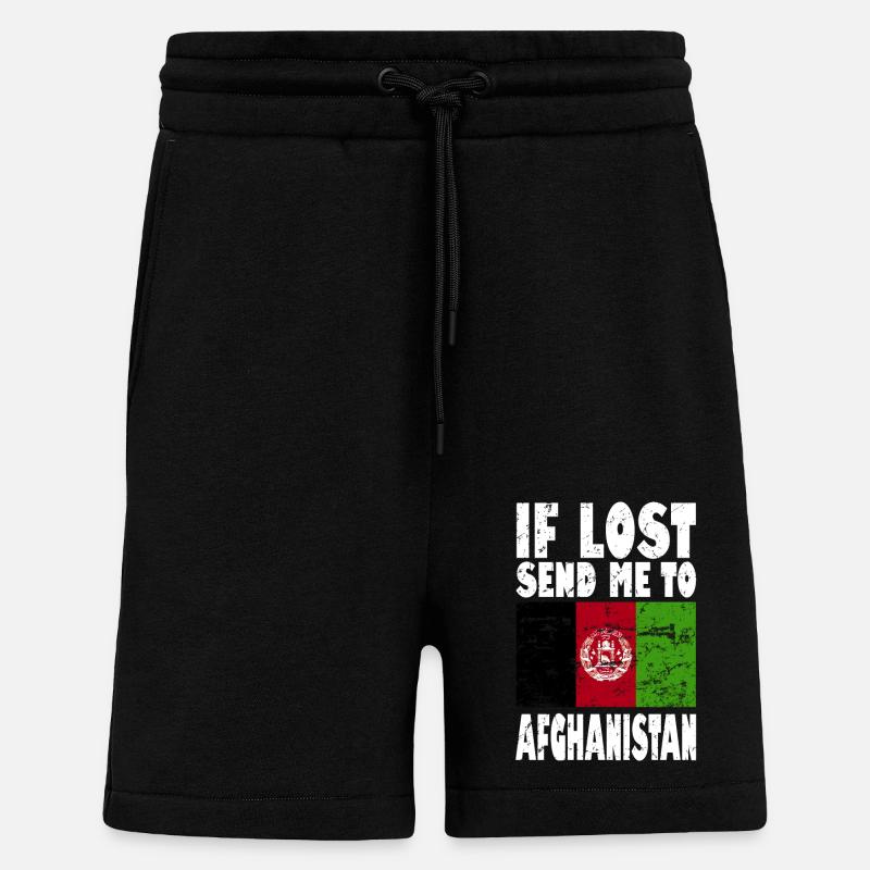 Slogan du drapeau afghan - Short bio décontracté fabriqué en UE - SOLID BLACK