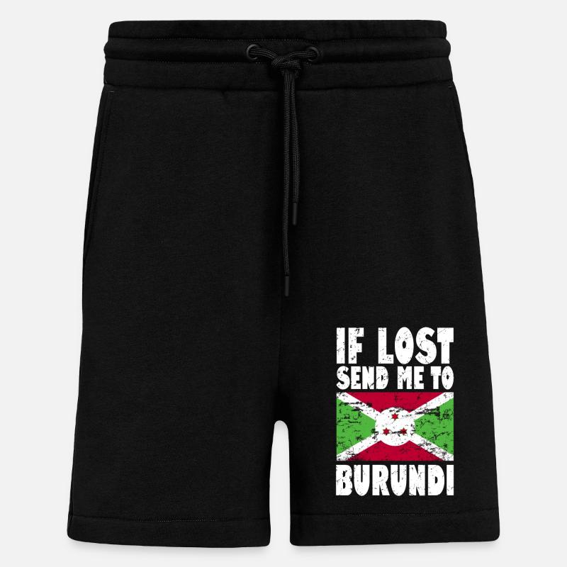 Drapeau du Burundi - Short bio décontracté fabriqué en UE - SOLID BLACK