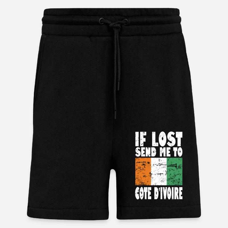 Cote Dívoire Drapeau Disant - Short bio décontracté fabriqué en UE - SOLID BLACK
