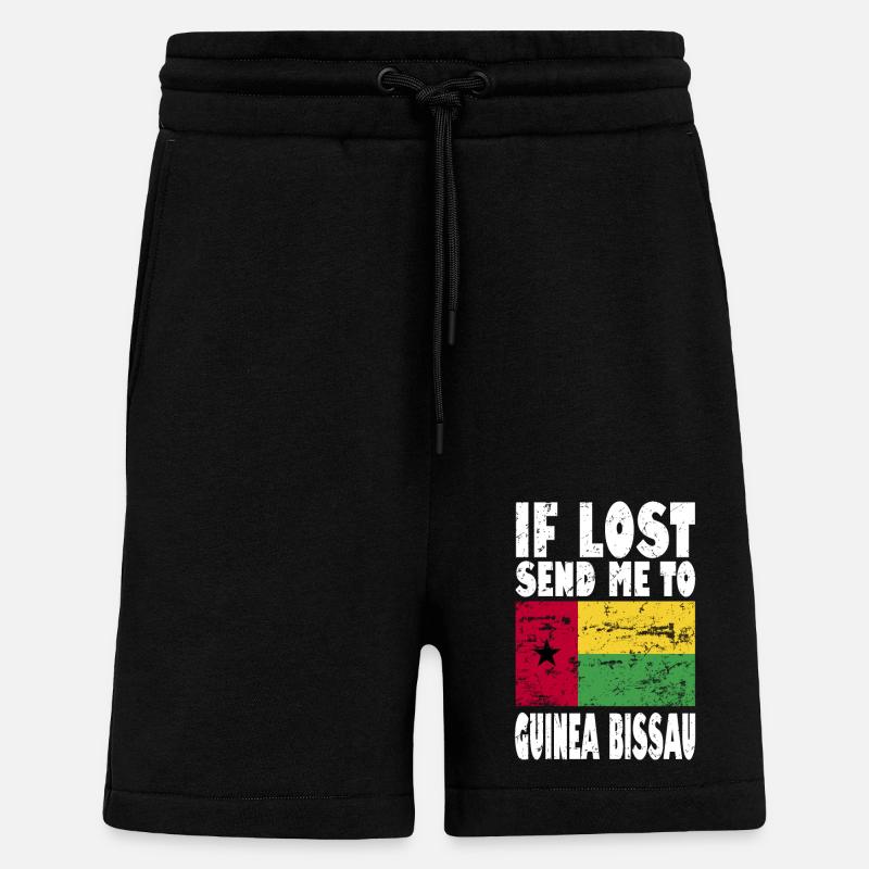 Drapeau de la Guinée-Bissau - Short bio décontracté fabriqué en UE - SOLID BLACK
