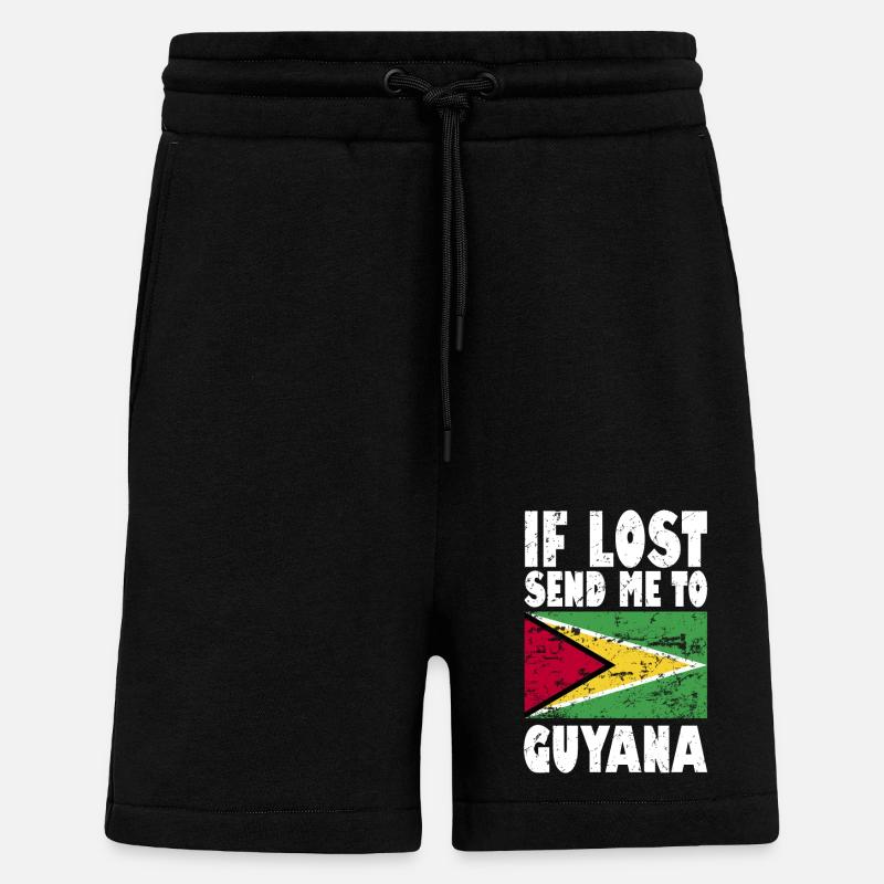 Drapeau du Guyana - Short bio décontracté fabriqué en UE - SOLID BLACK