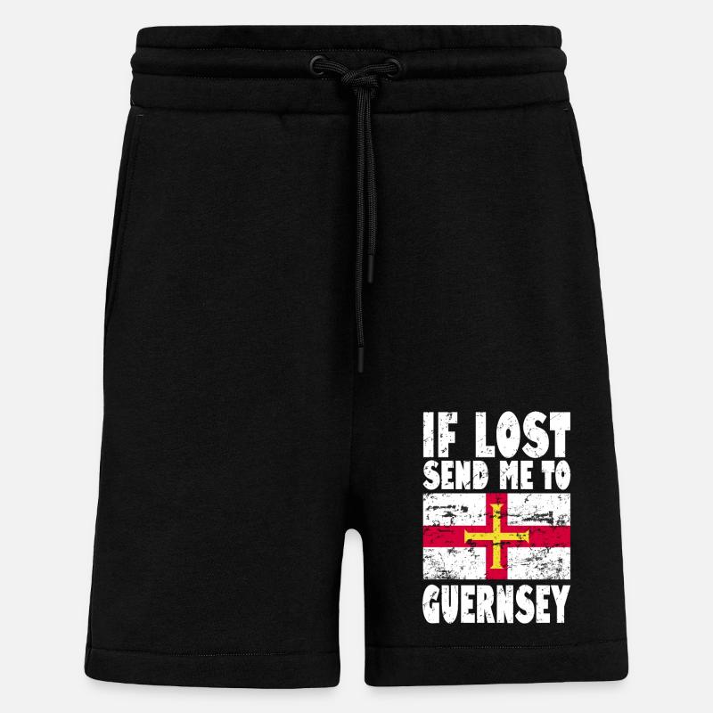 Dicton du drapeau de Guernesey - Short bio décontracté fabriqué en UE - SOLID BLACK