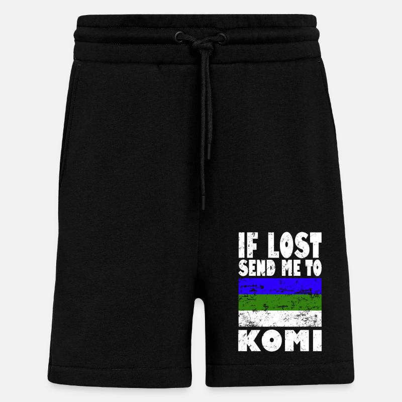 Dicton du drapeau Komi - Short bio décontracté fabriqué en UE - SOLID BLACK