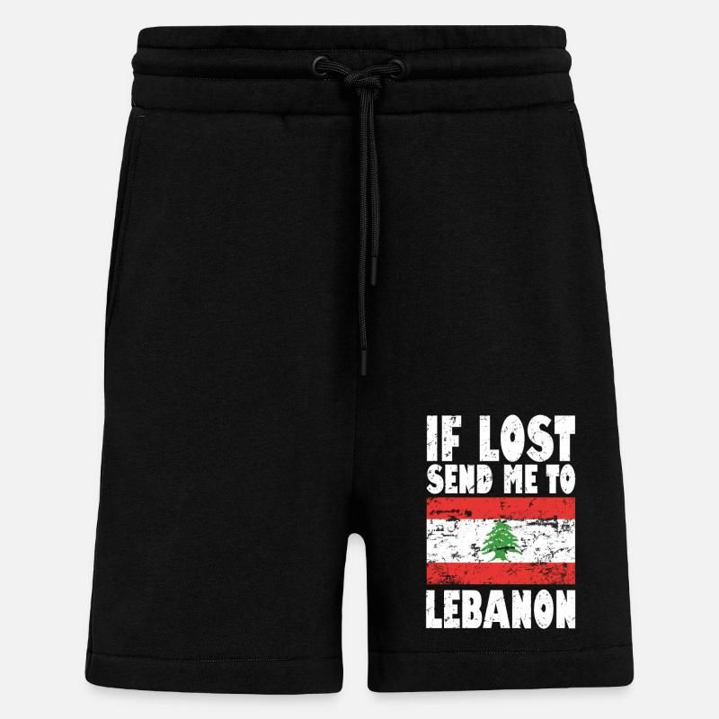 Drapeau du Liban - Short bio décontracté fabriqué en UE - SOLID BLACK