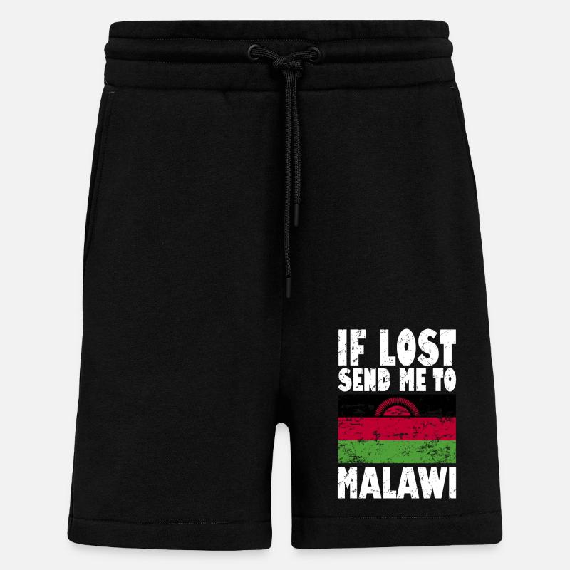 Drapeau du Malawi - Short bio décontracté fabriqué en UE - SOLID BLACK