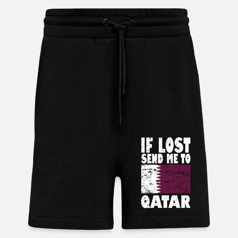 Slogan du drapeau du Qatar - Short bio décontracté fabriqué en UE - SOLID BLACK