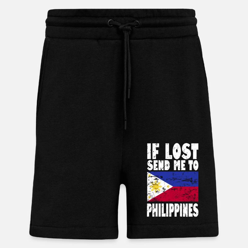 Drapeau des Philippines - Short bio décontracté fabriqué en UE - SOLID BLACK