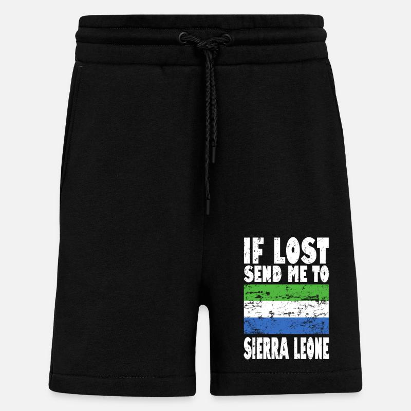 Drapeau de la Sierra Leone - Short bio décontracté fabriqué en UE - SOLID BLACK